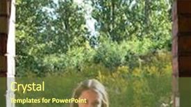  Presentation with windows - Presentation theme with light windows and girl background and a tawny brown colored foreground