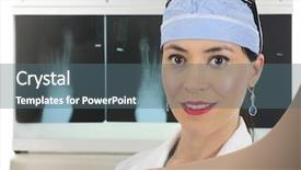  Presentation with female - Slides featuring lightbox displaying foot x-ray background and a ocean colored foreground