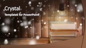  Presentation with vintage book - Audience pleasing slide set consisting of lightbulb and books on wooden backdrop and a wine colored foreground