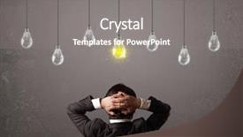  Presentation with light bulbs - Beautiful PPT theme featuring lightbulb brain - businness guy in front backdrop and a gray colored foreground