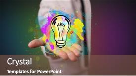  Presentation with bulb brain - Amazing PPT theme having lightbulb brain - elegant hand holding lighting bulb backdrop and a coral colored foreground