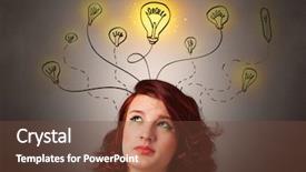  Presentation with solutions - Audience pleasing PPT layouts consisting of lightbulb brain - pretty girl with draw bulbs backdrop and a tawny brown colored foreground