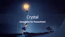  Presentation with idea - Slide set consisting of lightbulb brain - she got bright idea mixed background and a ocean colored foreground