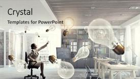  Presentation with inspiration - Presentation theme featuring lightbulb brain - waiting for inspiration to come background and a  colored foreground