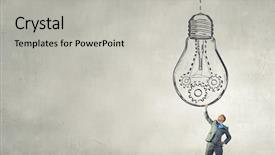  Presentation with holding hands - Colorful slide deck enhanced with lightbulb brain - young businessman holding in hands backdrop and a light gray colored foreground