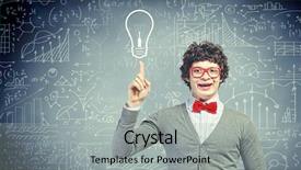  Presentation with brain thinking - PPT theme with lightbulb brain - young man in the process background and a light gray colored foreground