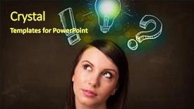  Presentation with bulb brain - Theme enhanced with lightbulb brain - young preety teenager with hand background and a wine colored foreground