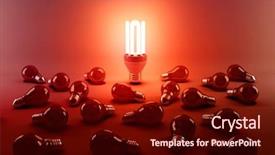  Presentation with illuminated - Presentation design having lightbulb by bulbs on gray background and a wine colored foreground