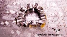  Presentation with energy power - Cool new presentation theme with lightbulb puzzle - power of energy backdrop and a  colored foreground