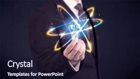  Presentation with colorful circles - Slide deck consisting of lightbulb shine - classy businessman holding a colorful background and a wine colored foreground