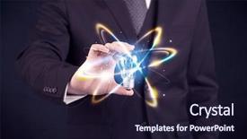  Presentation with colorful circles - Beautiful theme featuring lightbulb shine - classy businessman holding a colorful backdrop and a wine colored foreground