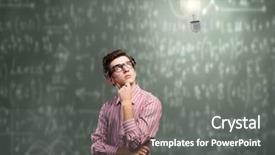  Presentation with swim against the current - Beautiful slide deck featuring lightbulb vision students - young thoughtful man in casual backdrop and a gray colored foreground