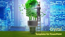  Presentation with energy efficiency - Slide deck with lightbulbs - concept of energy efficiency background and a tawny brown colored foreground