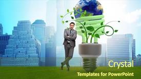  Presentation with energy efficiency - Presentation theme with lightbulbs - concept of energy efficiency background and a tawny brown colored foreground