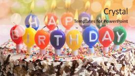  Presentation with birthday cake - Presentation theme featuring lighted candles on birthday cake background and a yellow colored foreground