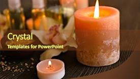  Presentation with candle - Audience pleasing PPT theme consisting of lighted candles on blurred spa backdrop and a tawny brown colored foreground