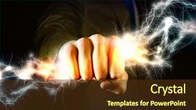  Presentation with lightning - PPT layouts enhanced with lighten - close up of businessman hand background and a tawny brown colored foreground