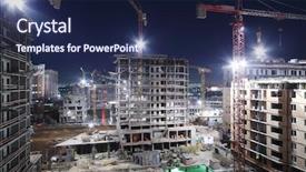  Presentation with under construction - Theme consisting of lightening multi-storey buildings background and a navy blue colored foreground