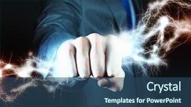  Presentation with lightening - Amazing PPT layouts having lightening thunder - close up of businessman hand backdrop and a ocean colored foreground