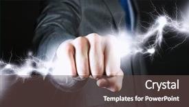  Presentation with lightening - Beautiful presentation theme featuring lightening thunder - close up of businessman hand backdrop and a tawny brown colored foreground
