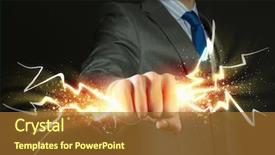  Presentation with lightning - Slides enhanced with lightening thunder - close up of businessman hand background and a red colored foreground