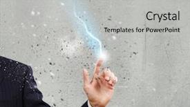 Presentation with lightening - Beautiful PPT theme featuring lightening thunder - close up of human hand backdrop and a light gray colored foreground
