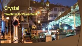  Presentation with street of shanghai on the night - Slide deck featuring lighter light - beautiful illuminated tbilisi street background and a tawny brown colored foreground