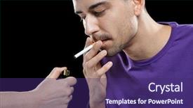  Presentation with young black couples hiking - Audience pleasing PPT theme consisting of lighter light - young man lighting cigarette backdrop and a  colored foreground