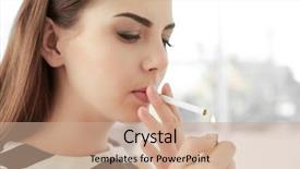  Presentation with awards event lighting - Colorful presentation design enhanced with lighter light - young woman lighting cigarette backdrop and a coral colored foreground