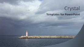  Presentation with lighthouse - Amazing slide deck having lighthouse against a stormy sky background backdrop and a light blue colored foreground