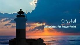  Presentation with lighthouse - Slide deck having lighthouse and the sunset background and a ocean colored foreground