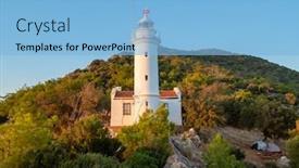  Presentation with campsite - Theme consisting of lighthouse-at-gelidonya-cape background and a light blue colored foreground