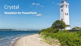  Presentation with denmark - Theme enhanced with lighthouse-at-the-beach background and a teal colored foreground