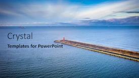  Presentation with sea port - PPT layouts featuring lighthouse-at-the-exit background and a light blue colored foreground