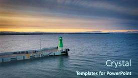  Presentation with sea port - PPT layouts consisting of lighthouse-at-the-exit background and a ocean colored foreground