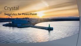  Presentation with sea port - Beautiful slides featuring lighthouse-at-the-exit backdrop and a coral colored foreground