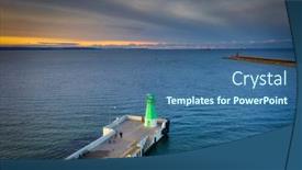  Presentation with sea port - Theme with lighthouse-at-the-exit background and a ocean colored foreground