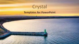  Presentation with sea port - PPT theme consisting of lighthouse-at-the-exit background and a yellow colored foreground