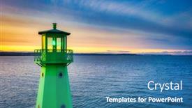  Presentation with sea port - Beautiful PPT layouts featuring lighthouse-at-the-exit backdrop and a teal colored foreground