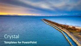  Presentation with sea port - Slide deck with lighthouse-at-the-exit background and a ocean colored foreground