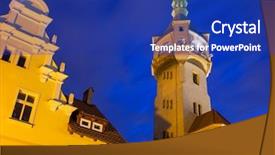  Presentation with dusk - Theme with lighthouse by the baltic pier background and a royal blue colored foreground