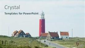  Presentation with lighthouse - Beautiful slide deck featuring lighthouse-de-cocksdorp-texel-island backdrop and a sky blue colored foreground