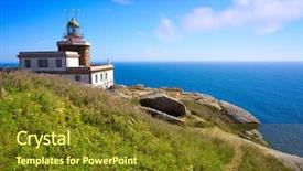  Presentation with lighthouse - Beautiful presentation theme featuring lighthouse fisterra at the end backdrop and a tawny brown colored foreground