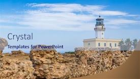  Presentation with lighthouse - Colorful slide deck enhanced with lighthouse-in-capo-colonna-near backdrop and a light blue colored foreground