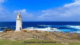  Presentation with lighthouse - Presentation theme having lighthouse-in-galicia-punta-da background and a coral colored foreground