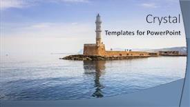  Presentation with lighthouse - PPT layouts having lighthouse-in-old-harbour background and a light blue colored foreground