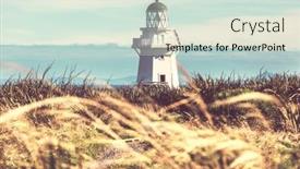  Presentation with pacific - Amazing PPT theme having lighthouse-in-pacific-coast-new backdrop and a soft green colored foreground