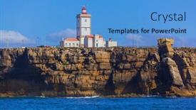 Presentation with lighthouse - PPT layouts with lighthouse-in-peniche-portugal-travel background and a teal colored foreground