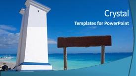  Presentation with maya - PPT theme with lighthouse in riviera maya caribbean background and a ocean colored foreground