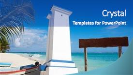  Presentation with maya - Slides consisting of lighthouse in riviera maya caribbean background and a ocean colored foreground